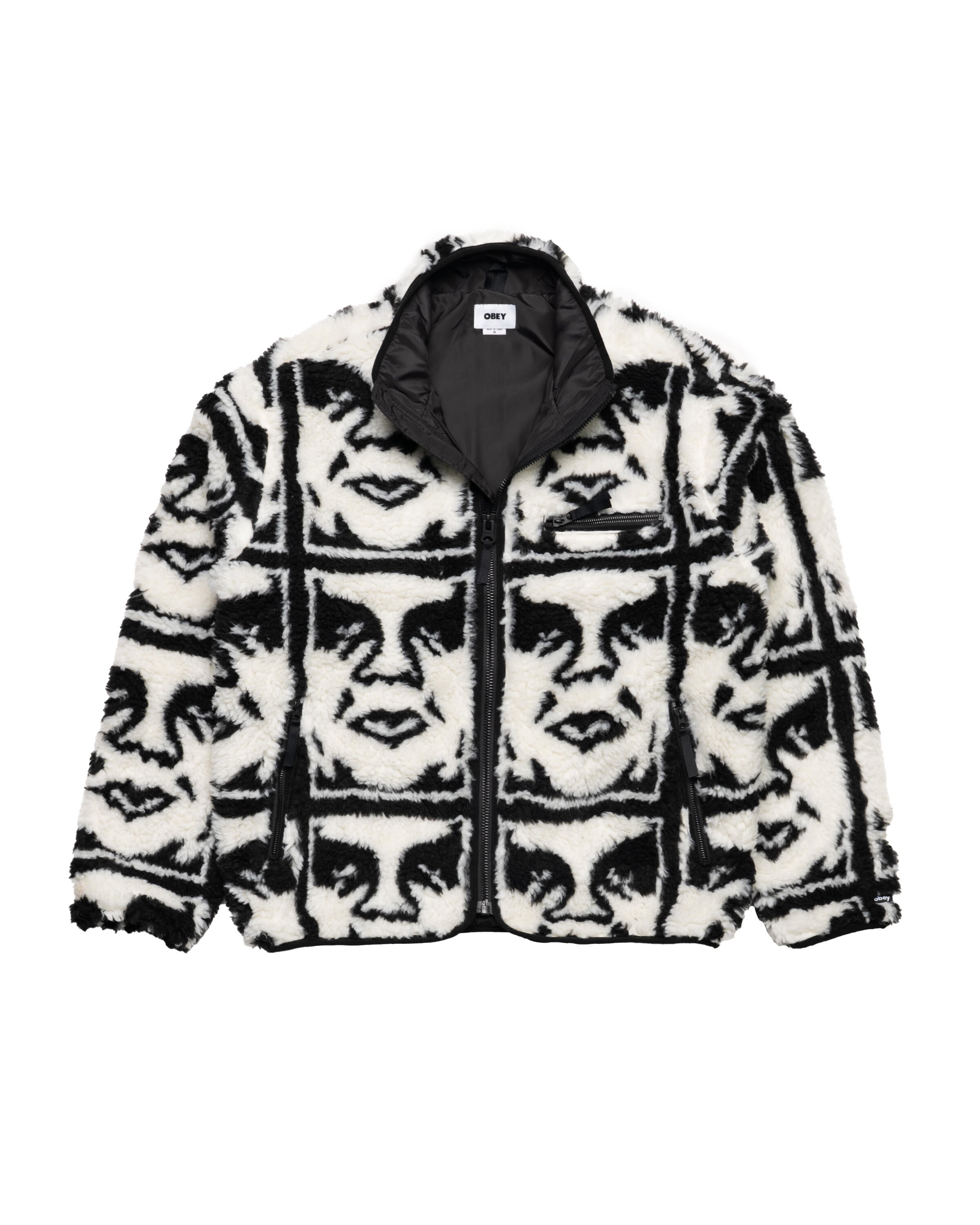 Obey REPEATED ICON SHERPA JACKET | 121800608-BKM | AFEW STORE